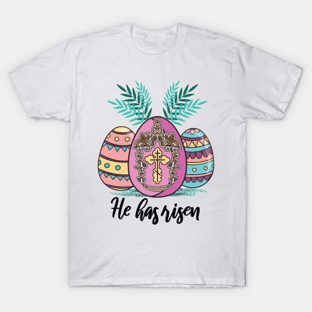 Orthodox Jesus Easter Egg Cross Greek Lent Scripture T-Shirt by alltheprints